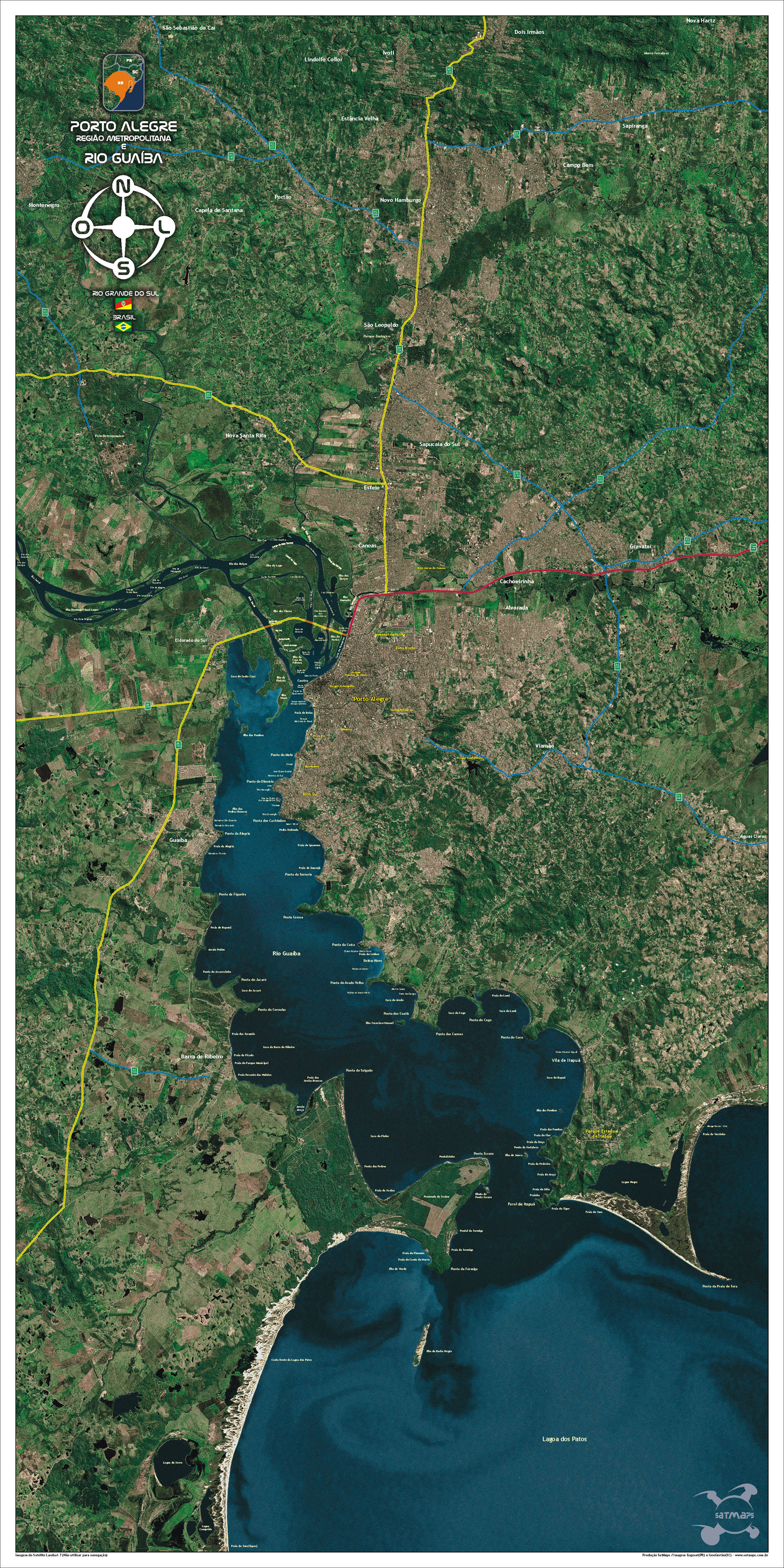 Poster Porto Alegre - Imagem de satelite LandSat 7